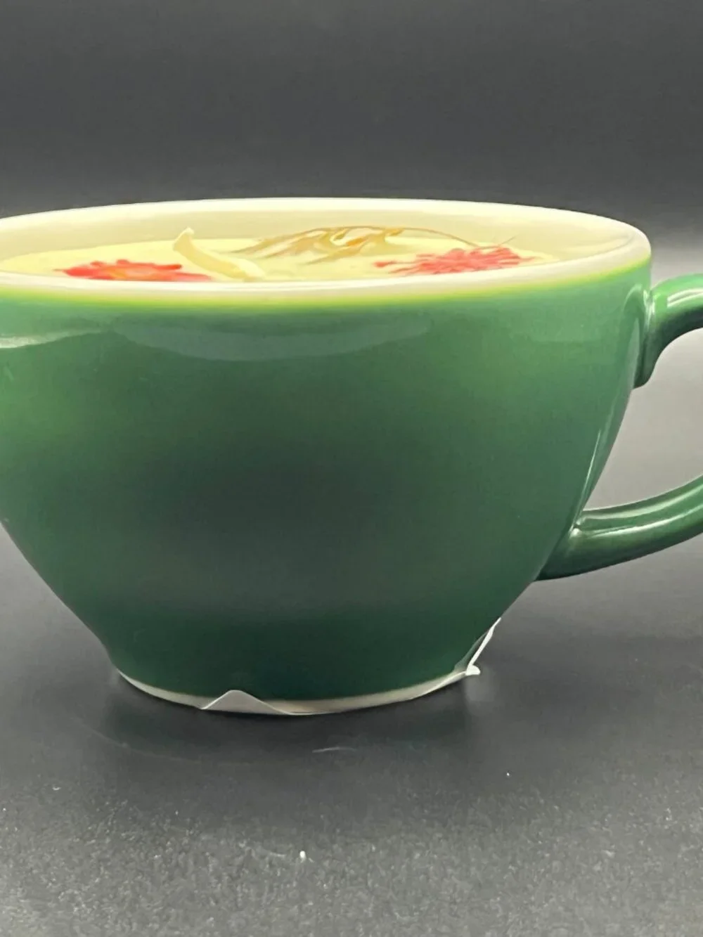Pressed Botanical Teacup Candle Green Ceramic